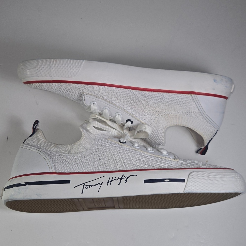 Tommy Hilfiger Women's TWGESSII White Knit Lace Up Sneakers Size 9M - Picture 4 of 10